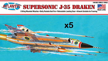 1/48 J-35 Supersonic Draken 5-PACK