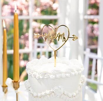 Cake topper "Mrs & Mr" - Akryl Guld