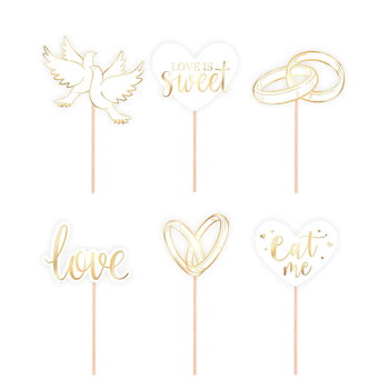Cake picks - Bröllop - Guld -1