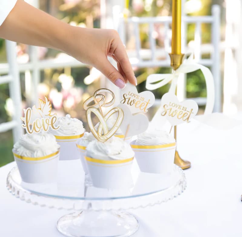 Cake picks - Bröllop - Guld