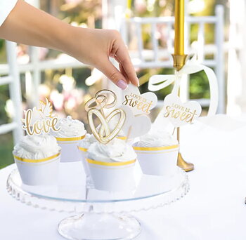 Cake picks - Bröllop - Guld