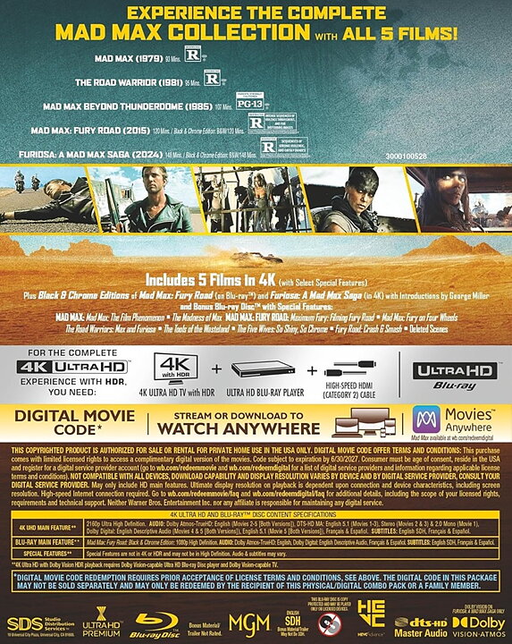 Mad Max 5-Film Collection (BLU-RAY 4K ULTRA HD + BLU-RAY)