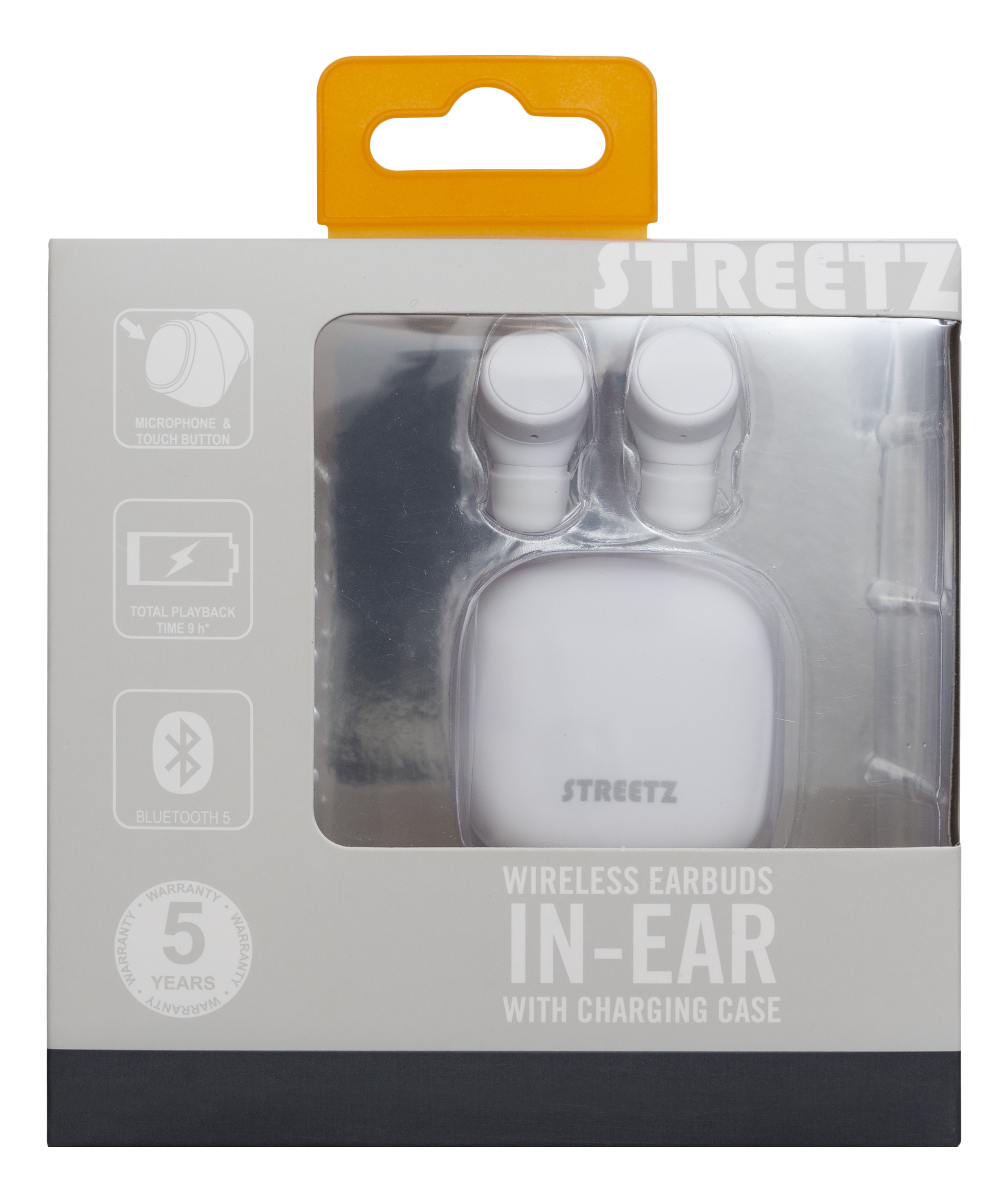 Streetz, Trådlösa hörlurar med laddningsfodral, True Wireless Stereo, vit - 4