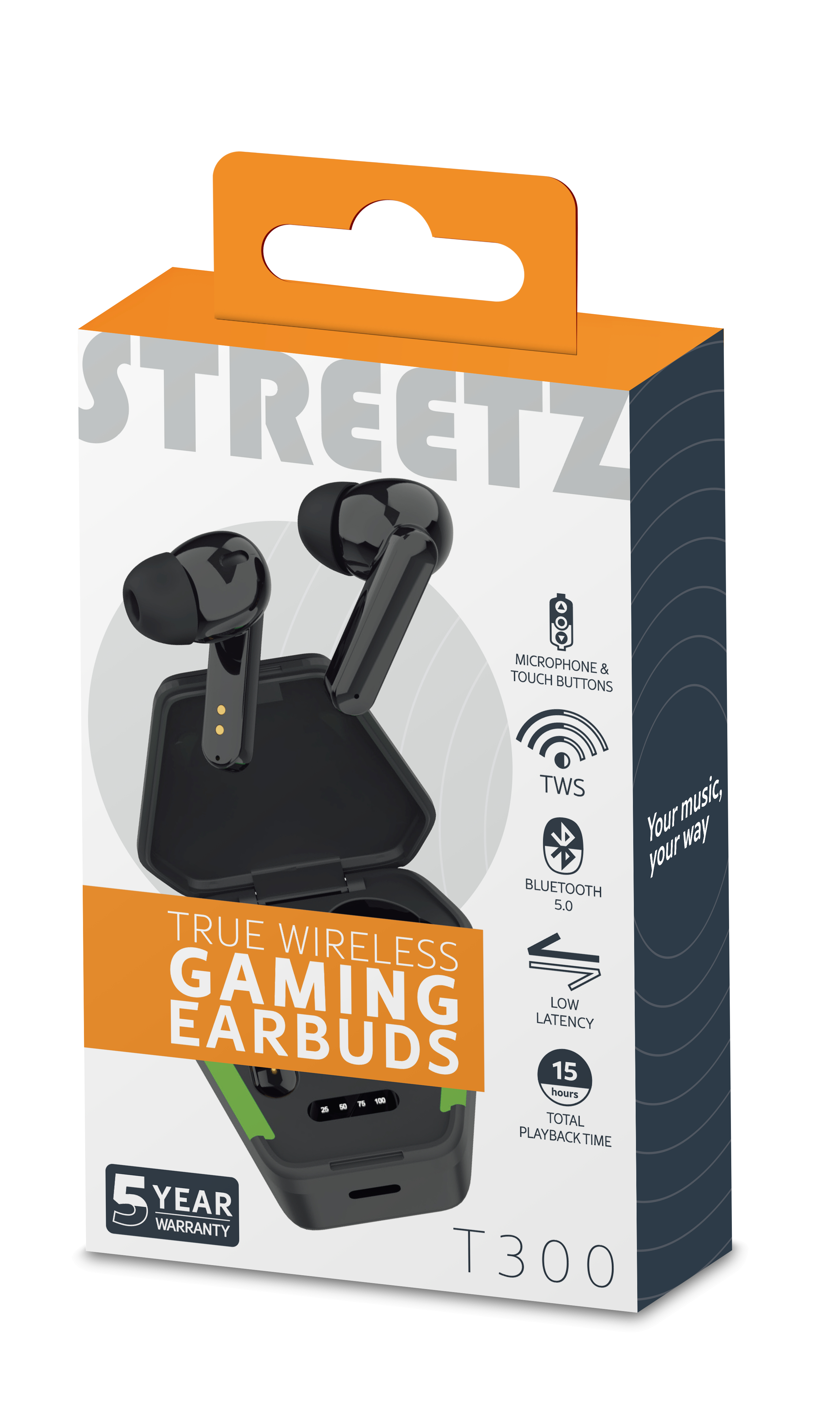 Streetz, True Wireless Stereo, Gaming, in-ear, matt svart - 16