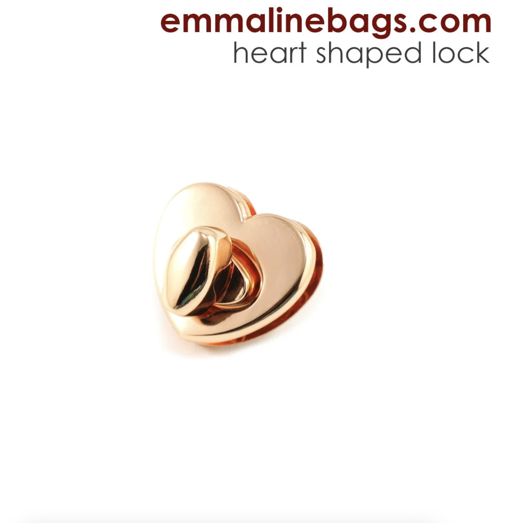 Heart Shaped Bag Lock - koppar