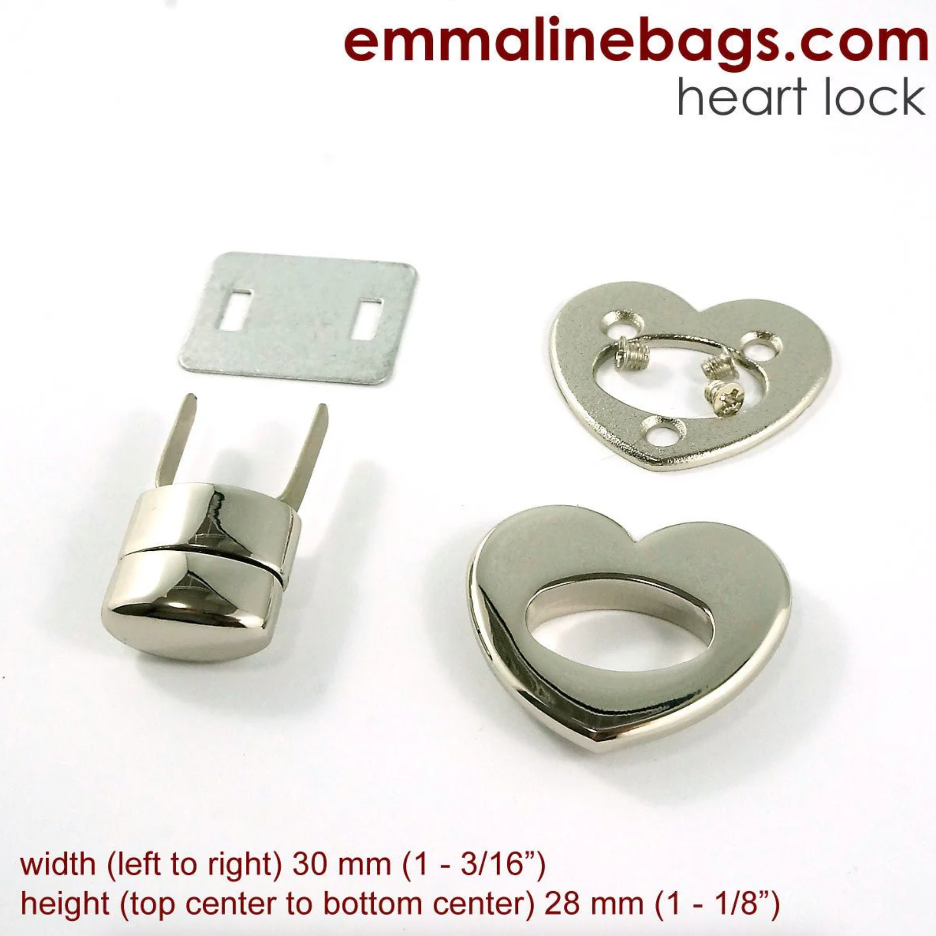 Heart Shaped Bag Lock - Gold - 2