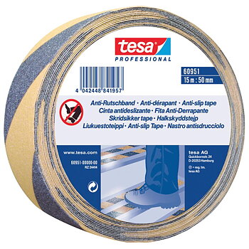Halkskyddstejp gul/svart 50mm x 15m