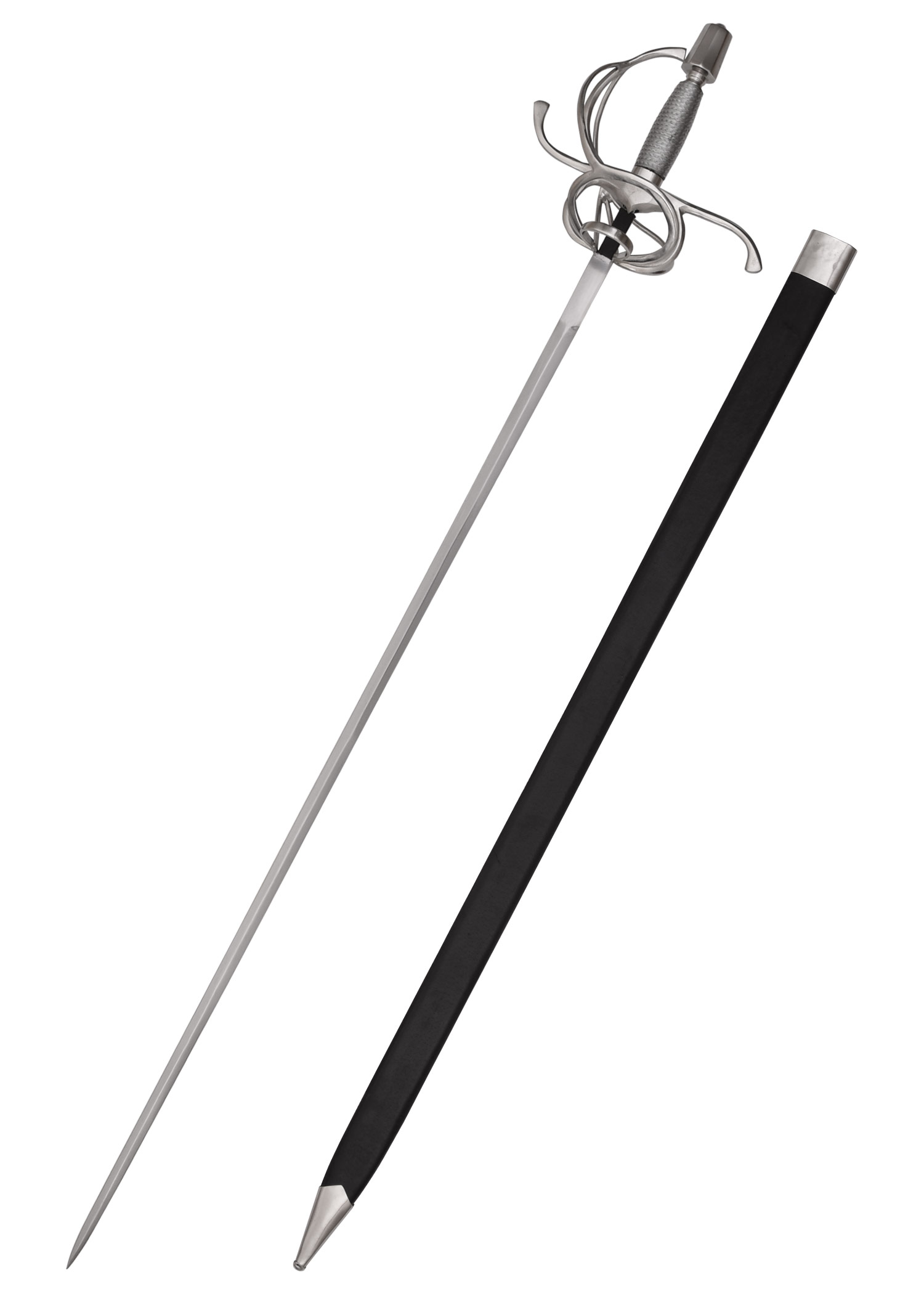 Swept Hilt Rapier with Broad Blade, Wire-wrapped Grip 