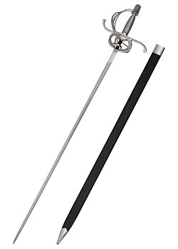 Swept Hilt Rapier with Broad Blade, Wire-wrapped Grip 