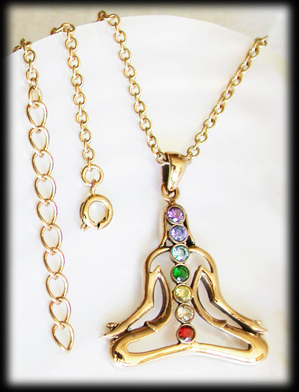 Lotusställning. Chakra halsband i brons. - 2