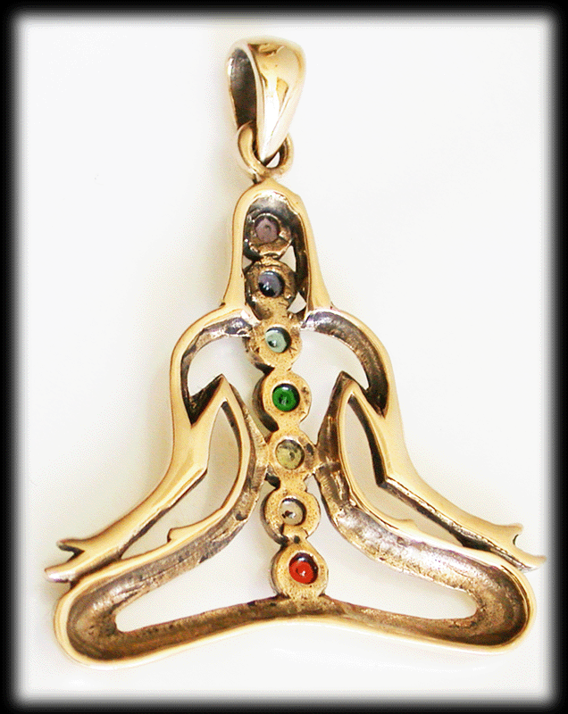 Lotusställning. Chakra halsband i brons. - 4