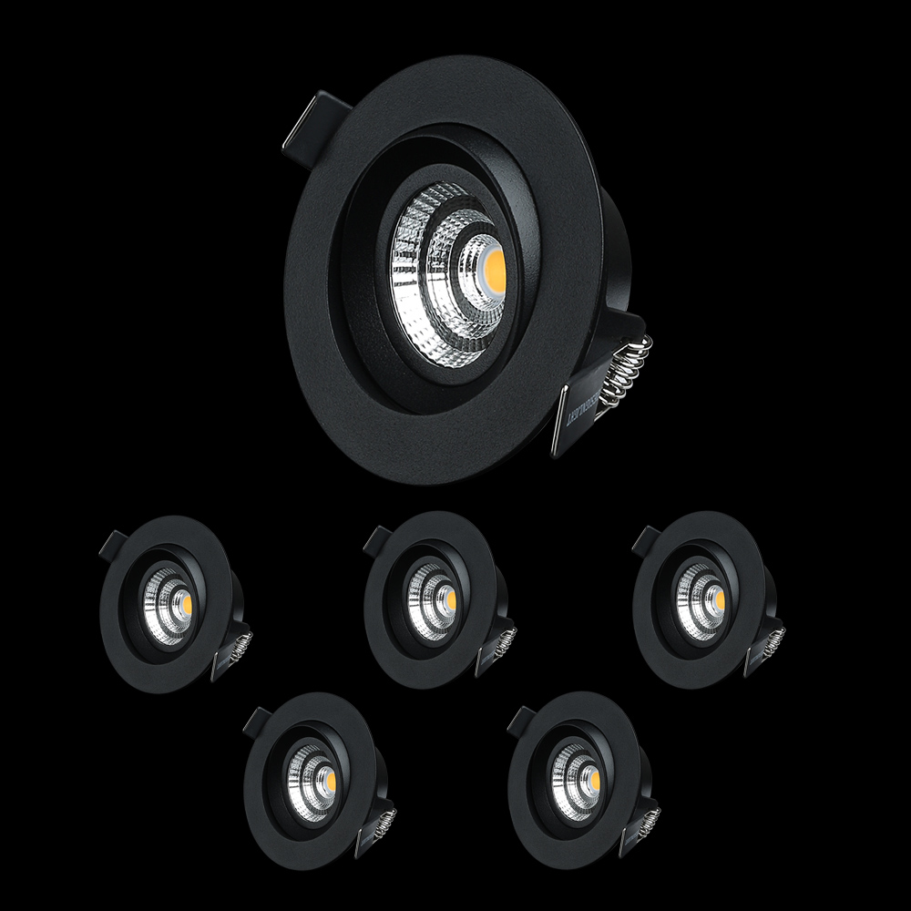 DESIGNLIGHT MPT-306B 7,4W Vinklingsbar 3000K 6-pack Svart - 2