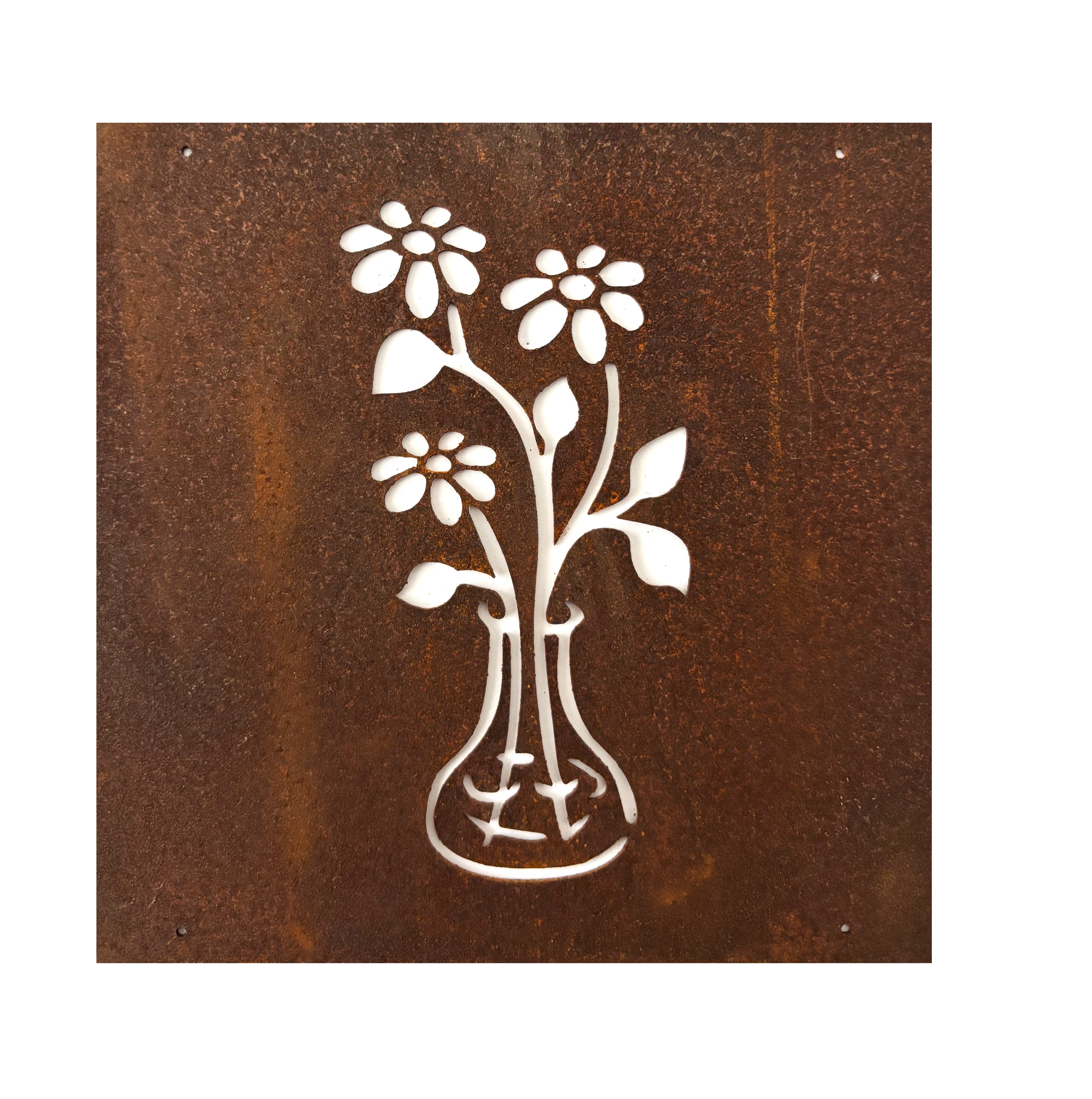 Rostig skylt till armeringsnät BLOMMOR I VAS 14 cm