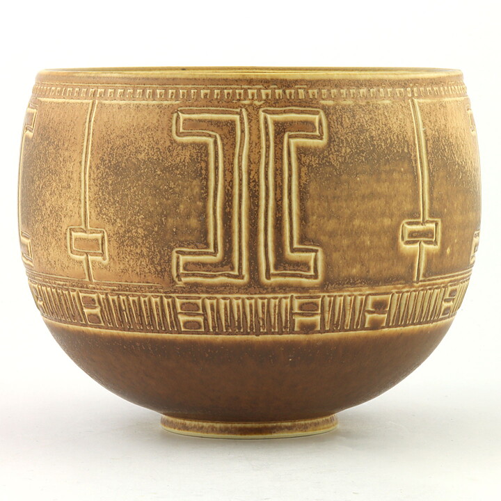 ヨスタ・ルーベンソン  一点もの  茶色いボウル  レリーフ装飾  17cm  1960年代