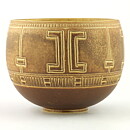 Gösta Rubensson (1960s) Unique Brown Haresfur Bowl with Relief 17 cm