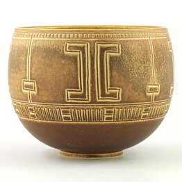 ヨスタ・ルーベンソン  一点もの  茶色いボウル  レリーフ装飾  17cm  1960年代