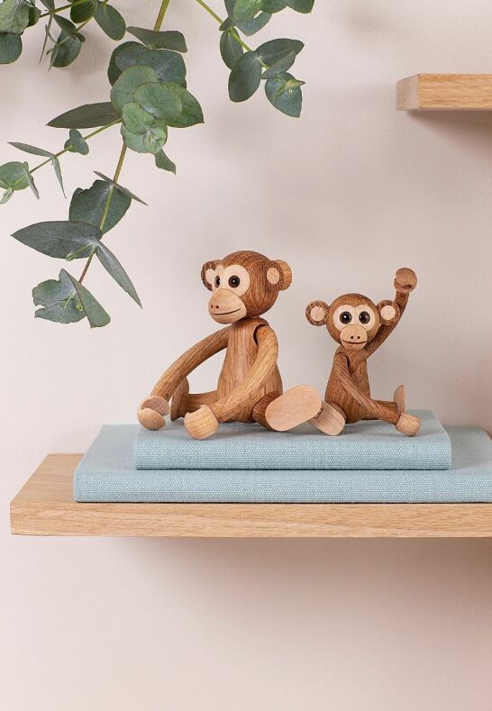 Swing Monkey Wooden Decoration 8 cm Oak - 4