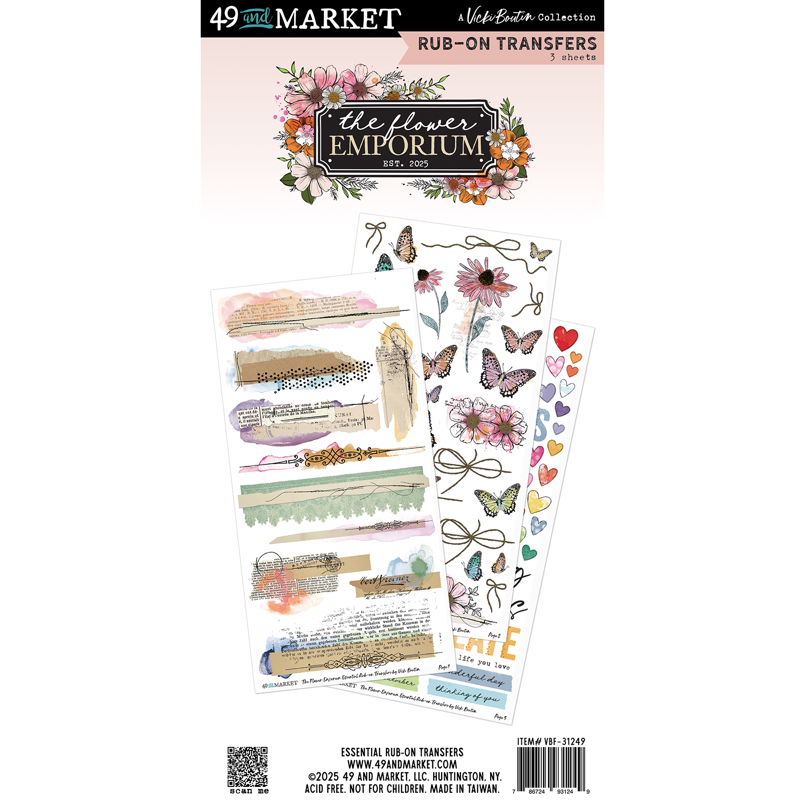49 And Market - Rub-On Transfer Set - The Flower Emporium Essential - 3