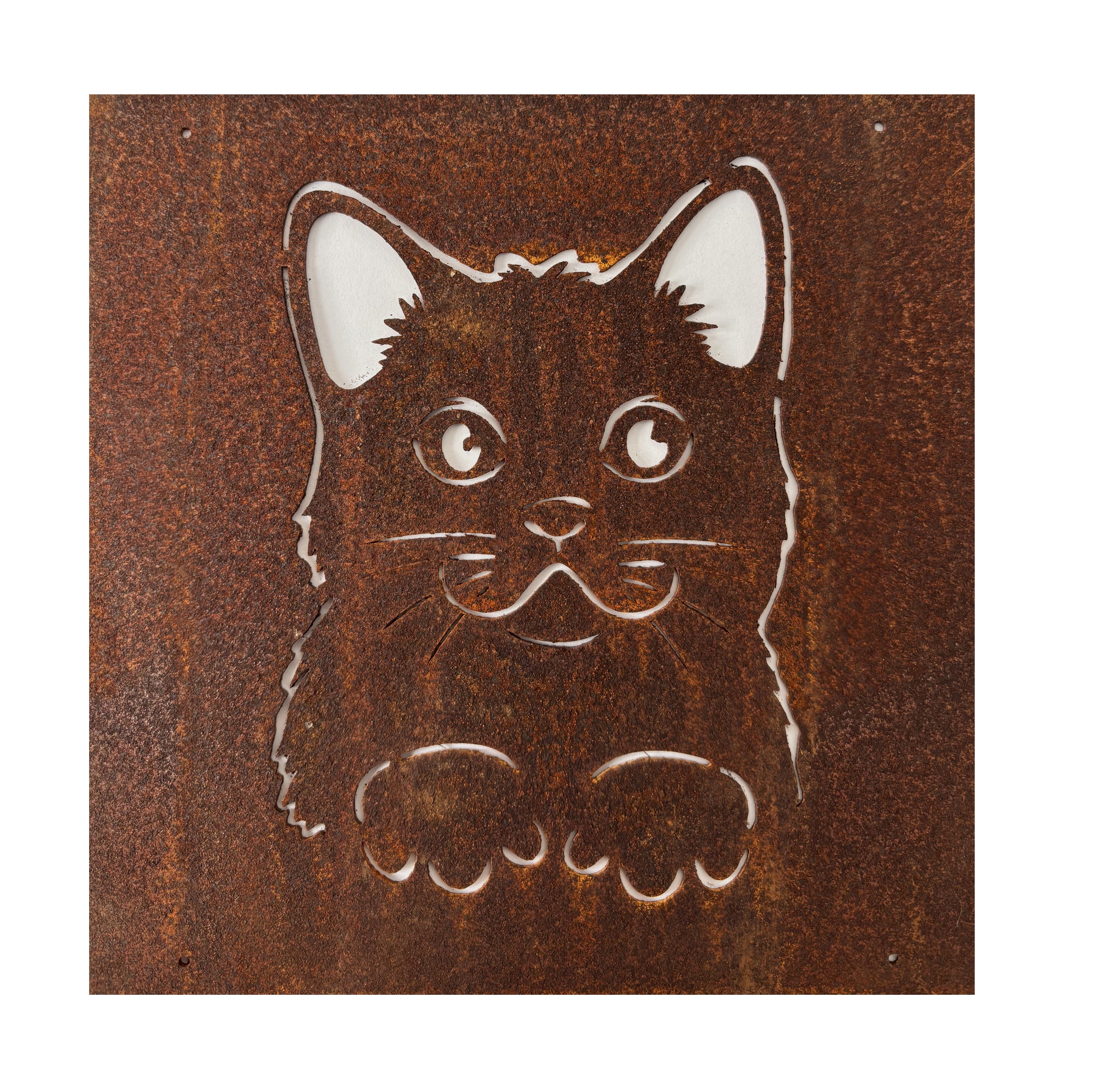 Rostig skylt till armeringsnät KATTHUVUD 14 cm