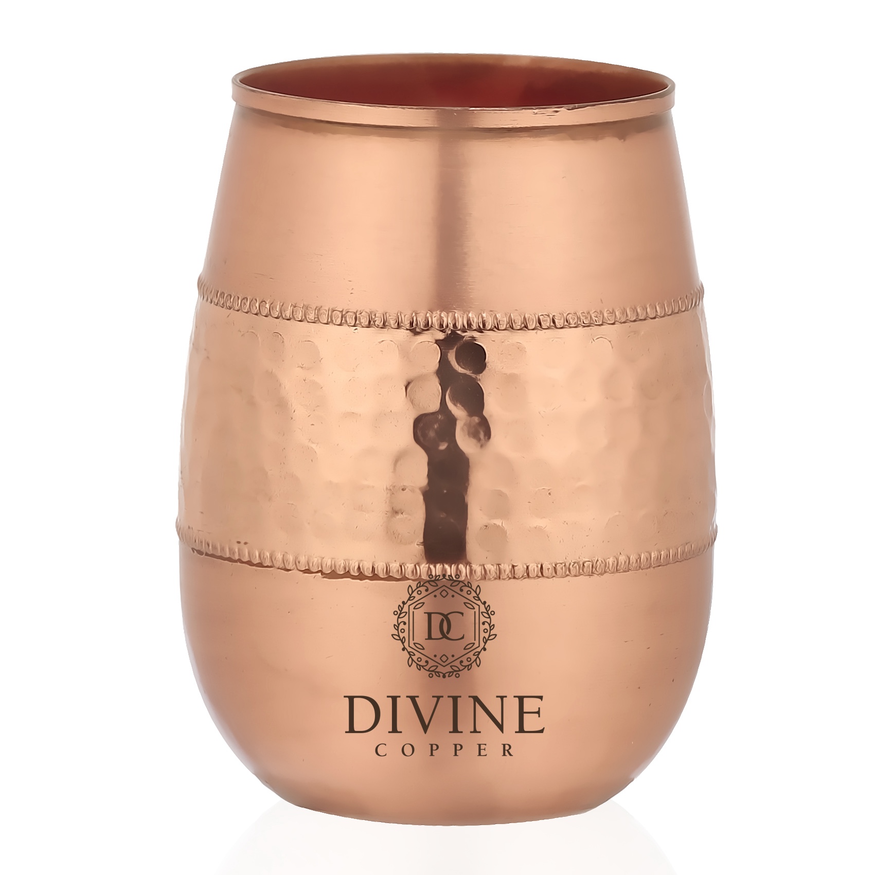 Copper Glass Drop Middle 400ml, Set of 2, Divine Copper