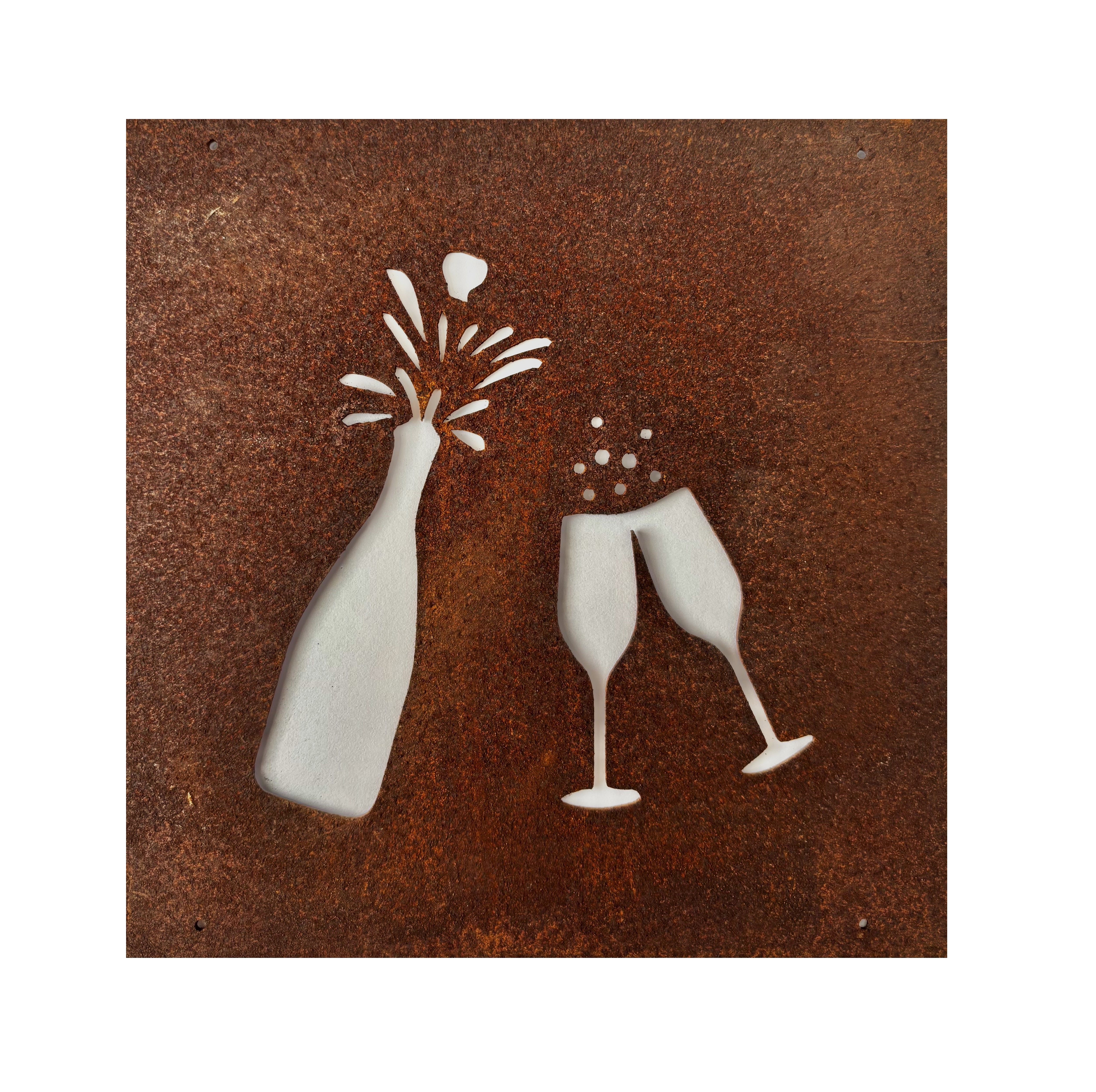 Rostig skylt till armeringsnät CHAMPAGNE / BUBBEL 14 cm