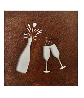 Rostig skylt till armeringsnät CHAMPAGNE / BUBBEL 14 cm