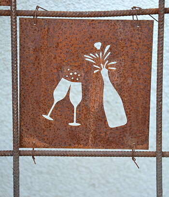Rostig skylt till armeringsnät CHAMPAGNE / BUBBEL 14 cm
