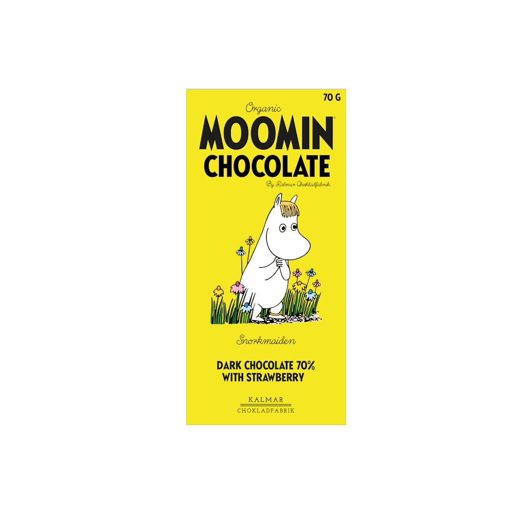Organic Moomin Chocolate Snorkmaiden - Mörk choklad 70% med jordgubb