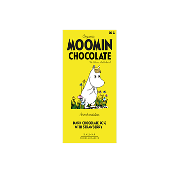 Organic Moomin Chocolate Snorkmaiden - Mörk choklad 70% med jordgubb