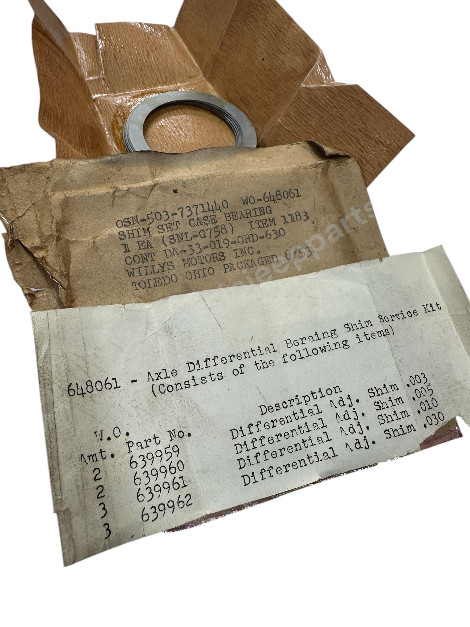 NOS Differential carrier shim set