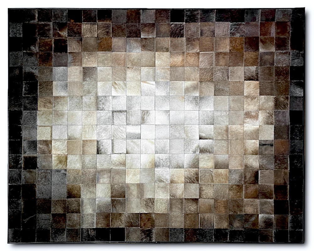 Lädermatta patchwork 200 x 300 cm i äkta kohud
