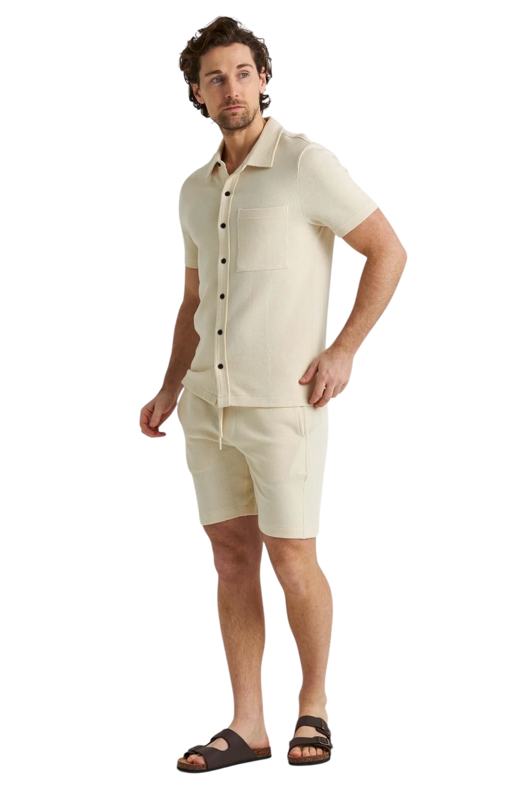 Våfflade beige skjorta i 100% bomull