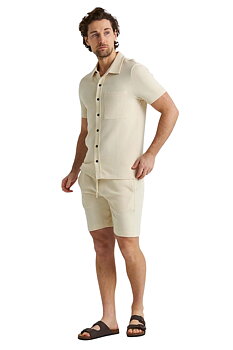 Våfflade beige skjorta i 100% bomull