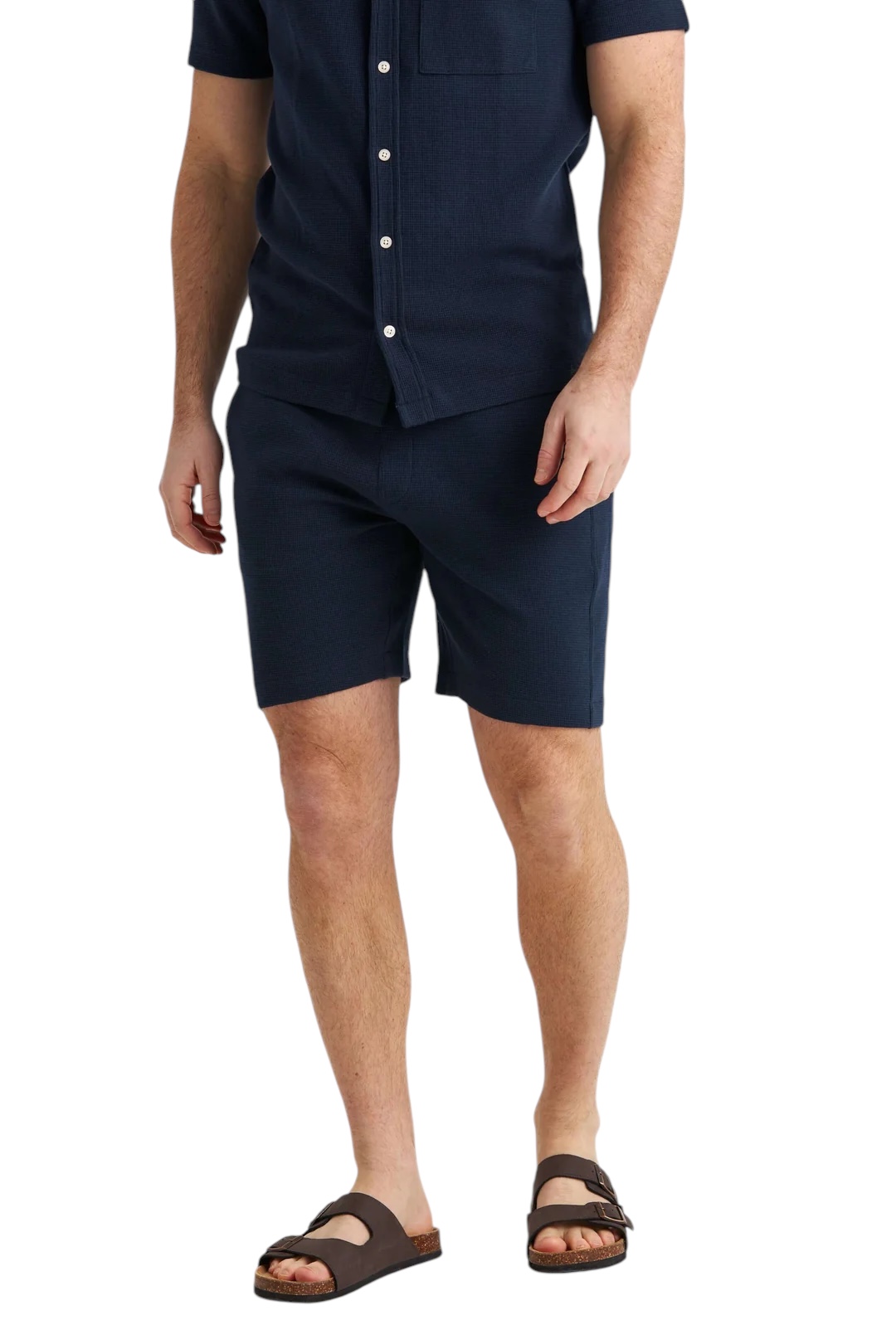 Våfflade navy skjorta i 100% bomull