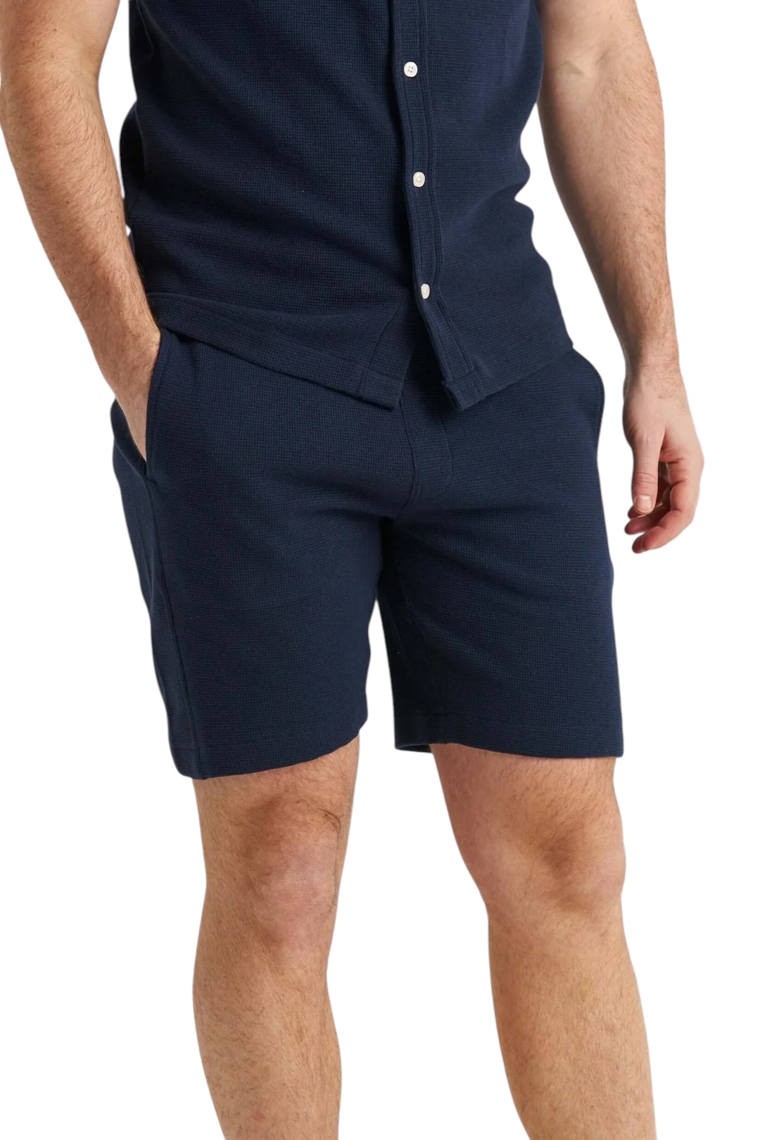 Våfflade navy skjorta i 100% bomull - 2