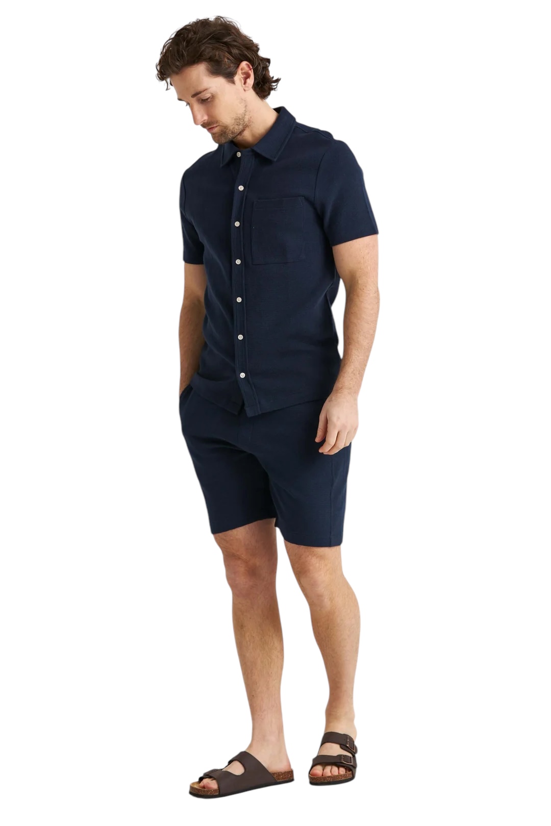 Våfflade navy skjorta i 100% bomull - 4