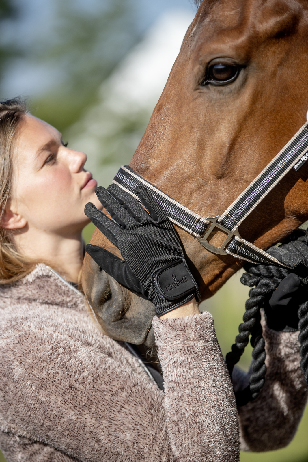 Equipage Action Stretch 2 ridehanske sort barn og voksen - 2