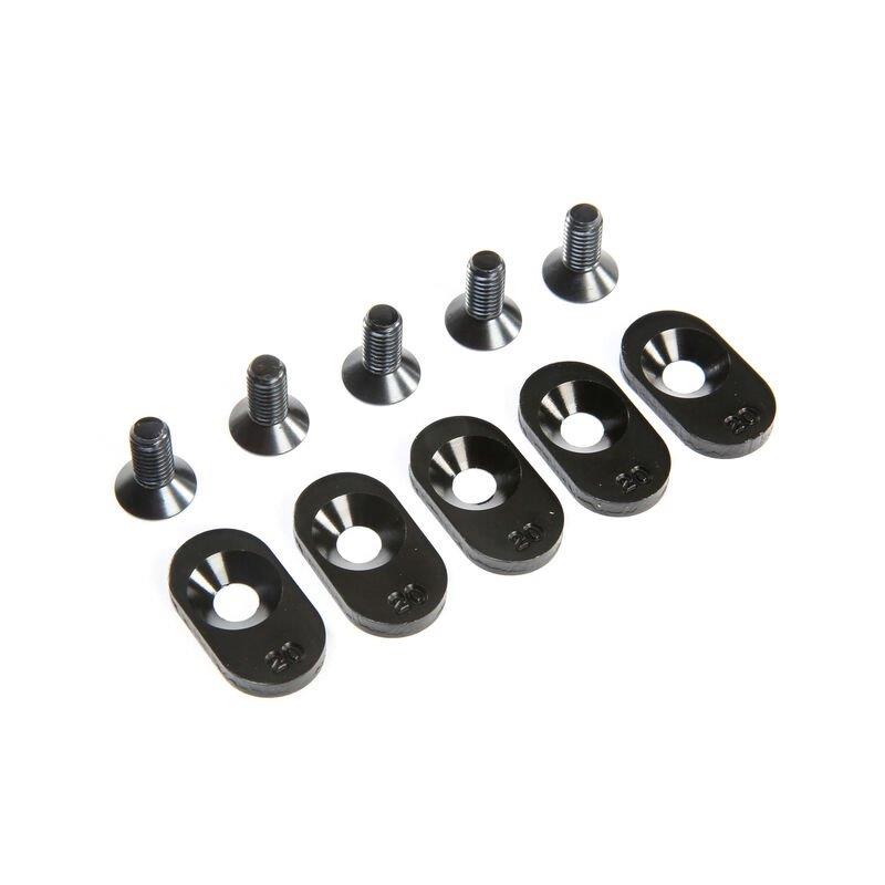 LOSI Engine Mount Insert and Screws 20T, Black (5): 5ive-T 2.0 (fits 62T spur)