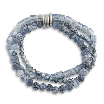 Pearls for Girls armband 3-radigt blå