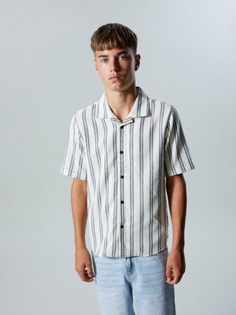 NLMHENRI SS SHIRT Shirt Dark Sapphire STRIPES - 4