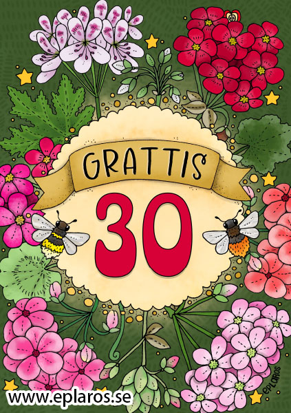 Vykort A5 Grattis 30 år