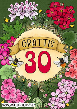 Vykort A5 Grattis 30 år