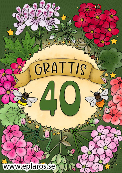 Vykort A5 Grattis 40 år