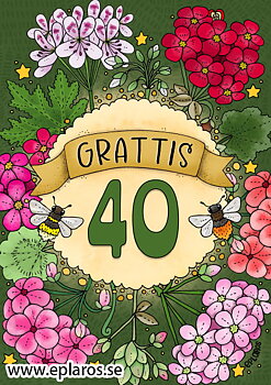 Vykort A5 Grattis 40 år