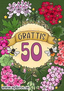Vykort A5 Grattis 50 år