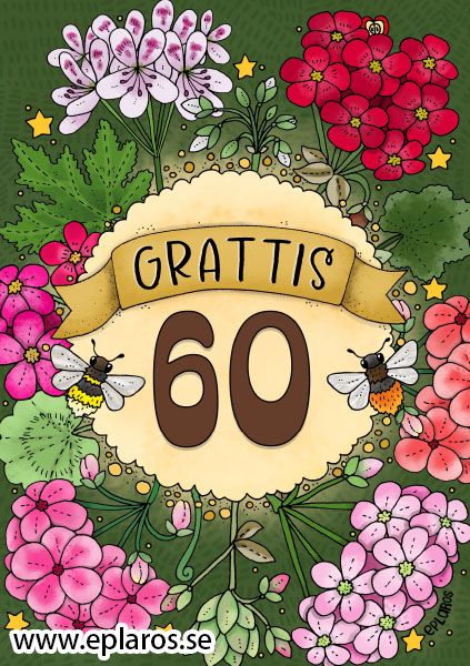 Vykort A5 Grattis 60 år