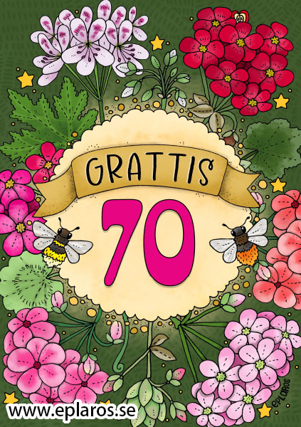 Vykort A5 Grattis 70 år