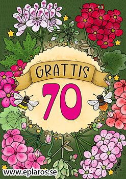 Vykort A5 Grattis 70 år