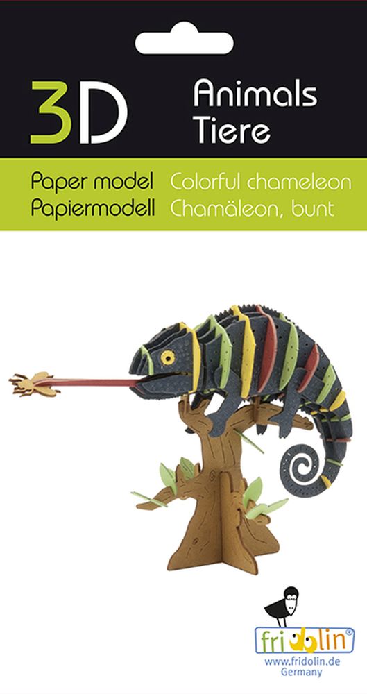3D-pappersmodell, Kameleont, färgglad