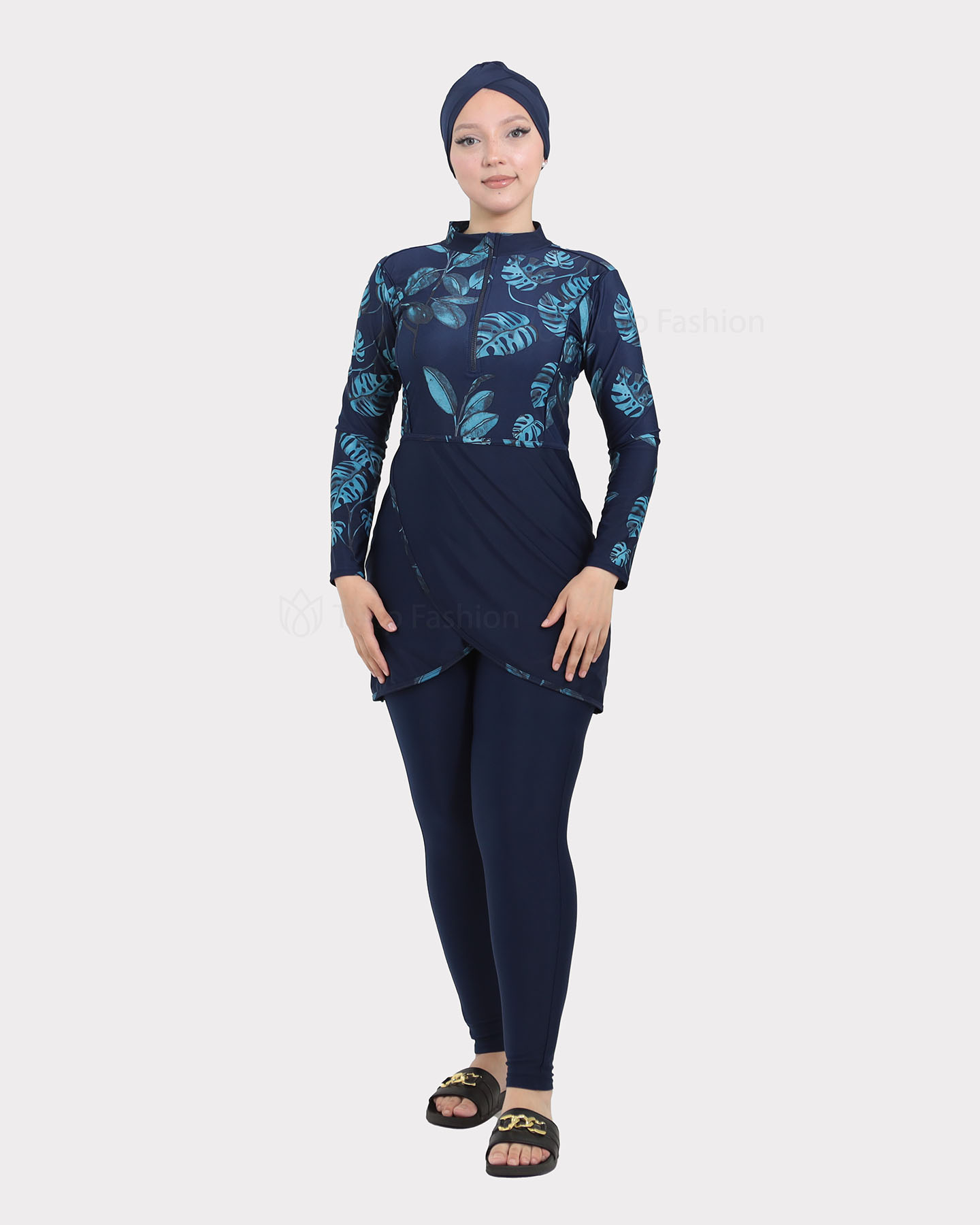 Muslim Swimsuit with hijab - Navy Blue - 2